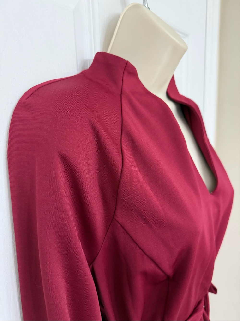 NWT Alexia Admor Burgundy Tie Waist Sheath Dress Large - Picture 7 of 16